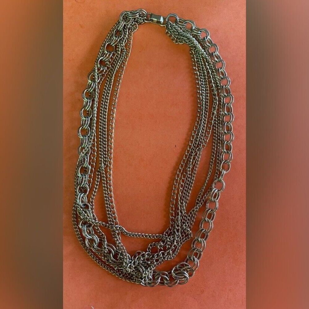 Women’s Necklace Gold Tone Multi Strand Chains 20”